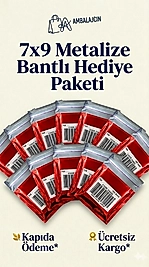 100 Adet 7x9 Metalize Bantlı Hediye Poşeti 7x9 Cm 100 Adet Hediye Paketi