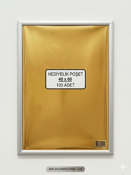 100 Adet 40x60 Metalize Hediye Paketi 40x60 cm Kendinden Bantlı Renkli Hediye Paketi