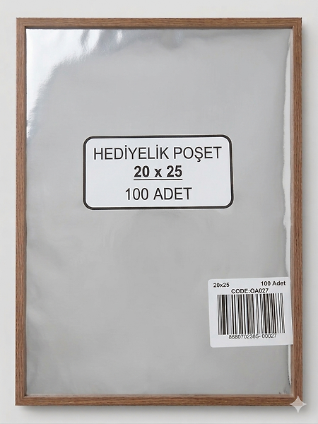 100  Adet Metalize Bantlı Poşet 20x25 Cm 100 Adet