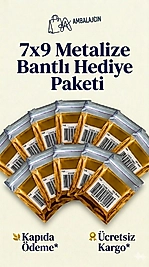 100 Adet 7x9 Metalize Bantlı Hediye Poşeti 7x9 Cm 100 Adet Hediye Paketi