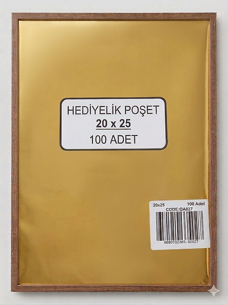 100  Adet Metalize Bantlı Poşet 20x25 Cm 100 Adet