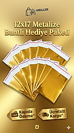 10.000 Adet 12x17 Metalize Bantlı Hediye Poşeti 12x17  Cm 10.000 Adet Hediye Paketi
