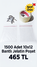 1500 Adet 10x12 Bantlı Jelatin Ambalaj Poşeti