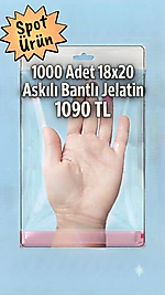1.000 Adet 18x20 Üstten Askılı Alttan Bantlı Jelatin Poşet