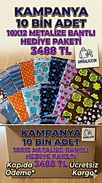 1O.OOO Adet 10x12 Cm Metalize Bantlı Hediye Poşeti Takı Nişan Mevlüt Kına Poşeti Hediye Paketi