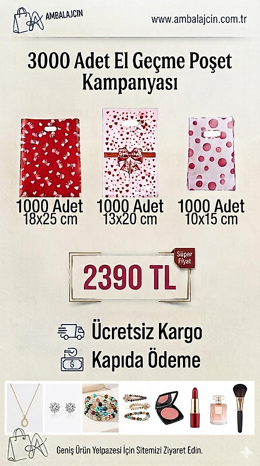 Yeni Başlayan İşletmeler İçin 30 Paket 3000 Adet El Geçme Karma Poşet