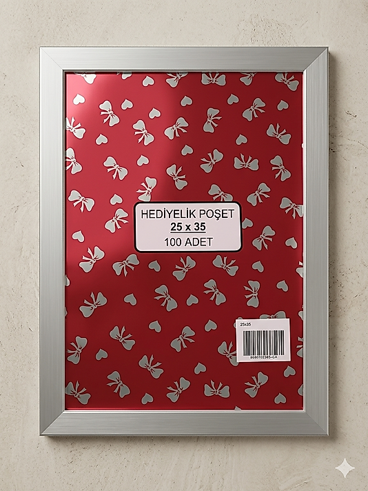 100 Adet 25x35 Metalize Hediye Paketi 25x35 cm Kendinden Bantlı Renkli Hediye Paketi