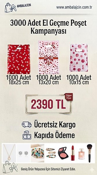 Yeni Başlayan İşletmeler İçin 30 Paket 3000 Adet El Geçme Karma Poşet