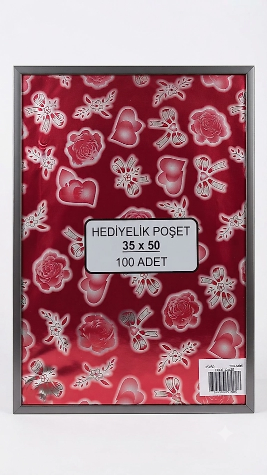 100 Adet 35x50  Metalize Hediye Paketi 35x50cm Kendinden Bantlı Renkli Hediye Paketi