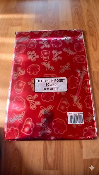 100 Adet 30x45 Metalize Hediye Paketi 30x45 cm Kendinden Bantlı Renkli Hediye Paketi