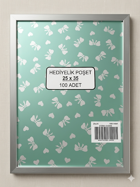 100 Adet 25x35 Metalize Hediye Paketi 25x35 cm Kendinden Bantlı Renkli Hediye Paketi